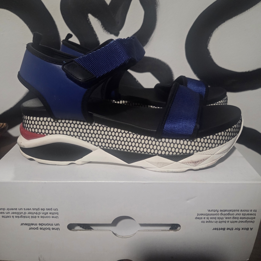 Aldo Black and Blue Platform Sandals